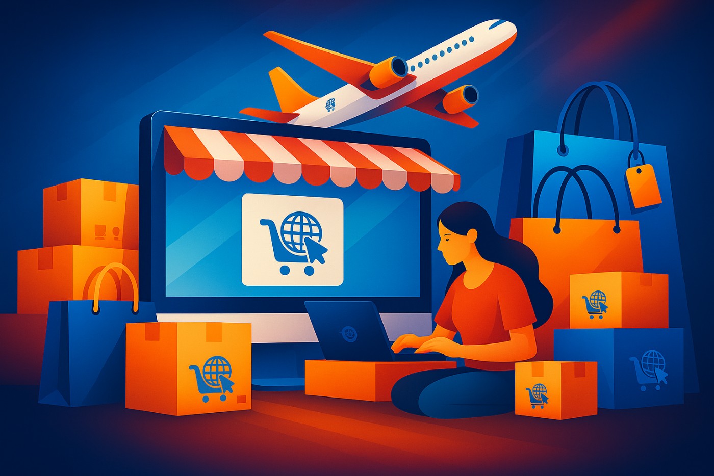 Illustration shopping international